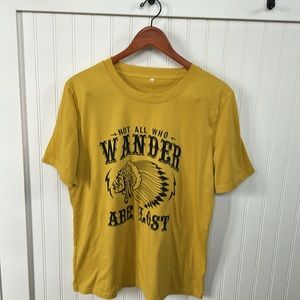 Graphic t-shirt, size xl, tee shirt, unisex, yellow, Not all who Wonder